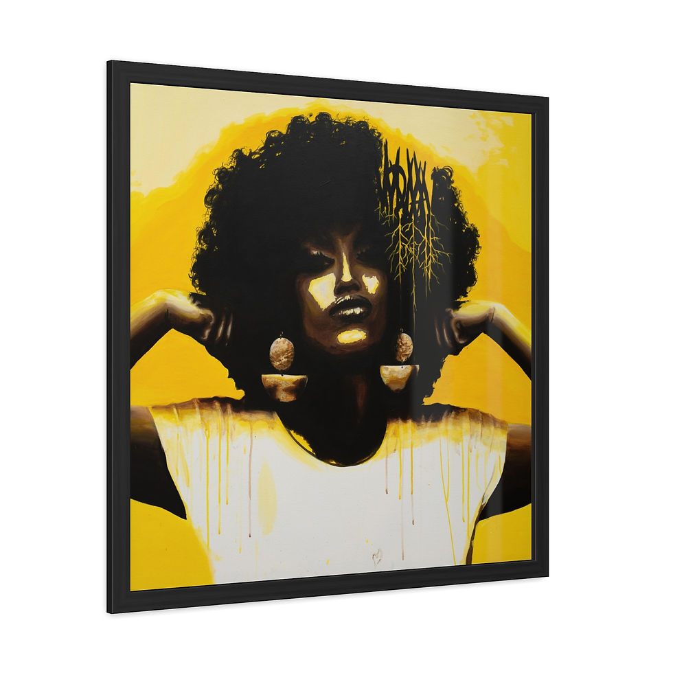 Thumbnail: Empowerment Black Woman Framed Canvas Art Print, Vibrant Wall Decor, Afrocentric