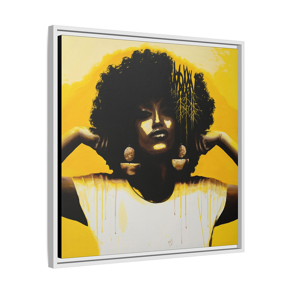 Thumbnail: Empowerment Black Woman Framed Canvas Art Print, Vibrant Wall Decor, Afrocentric