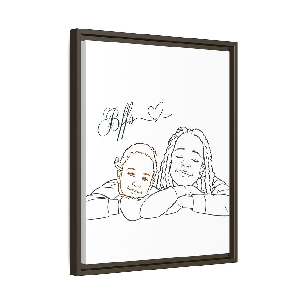 Thumbnail: Framed Custom Line Portrait Canvas — Personalized Abstract Photo-to-Print