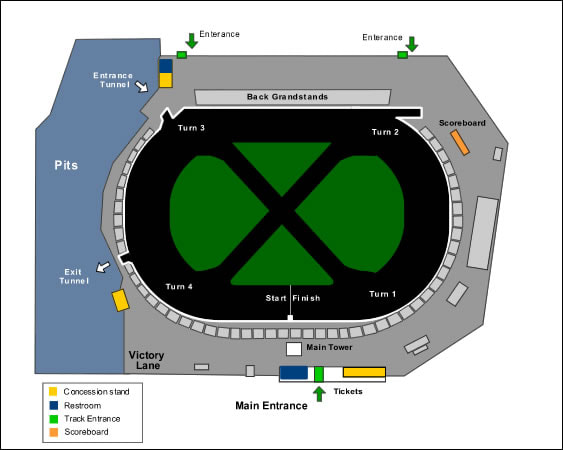 Aerial view and track map of Seekonk Speedway