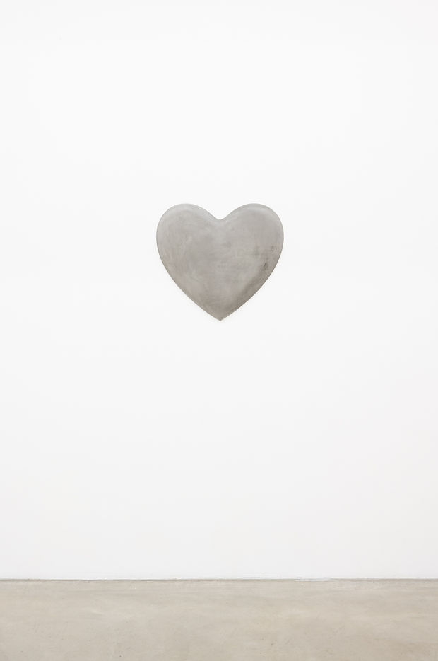2_Hearts, 2022-2024, hand sculpted hearts, graphite on plaster, 53 x 56 cm