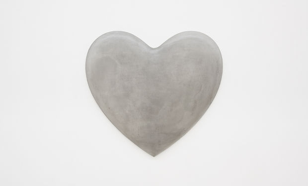 4_Hearts, 2022-2024, hand sculpted hearts, graphite on plaster, 53 x 56 cm