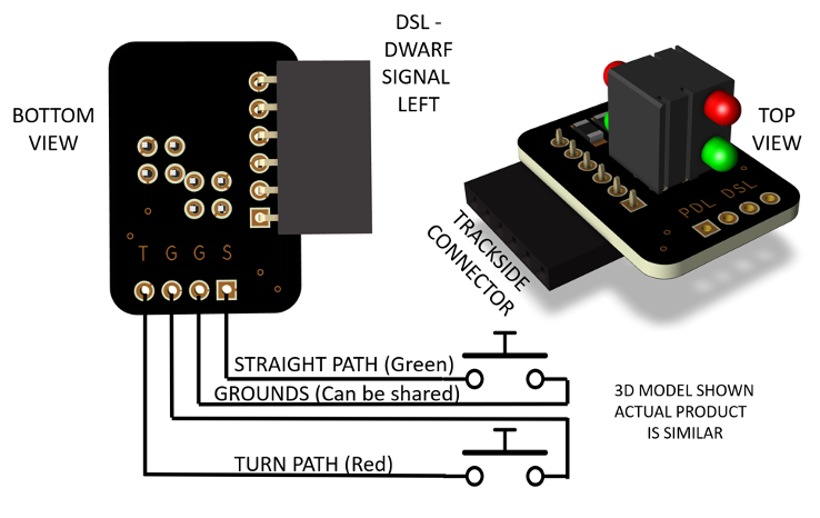 Thumbnail: HO Plug-in DSL dwarf signal wiring diagram with bottom and top views.