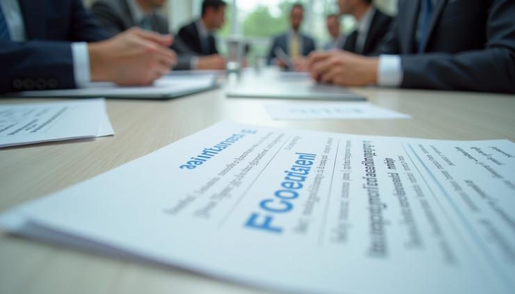 Orta açıdan, uluslararası iş toplantısında farklı dillerde yazılı belgeler