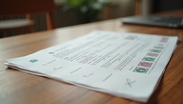 Orta açıdan resmi evraklar ve damgalı belgeler