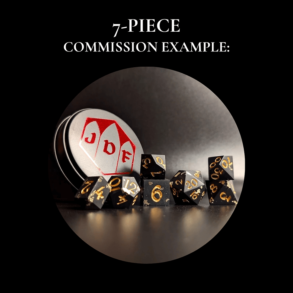 An image of an example 7-piece dice set custom commission