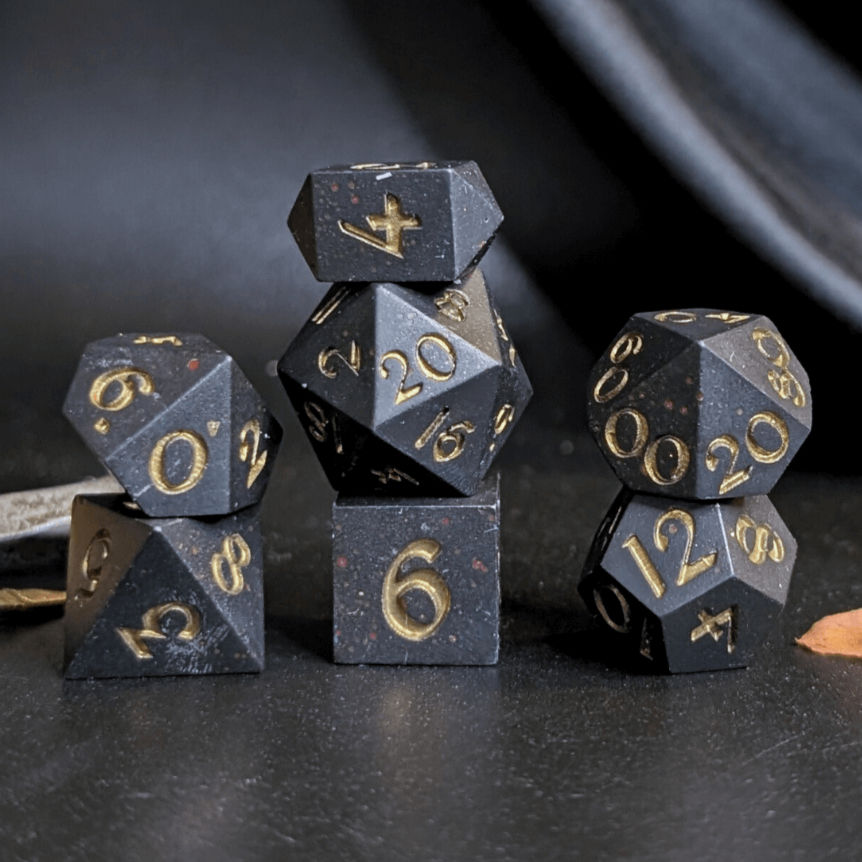 Bloodied Gold Jesmonite Handmade Dice Set - Ready