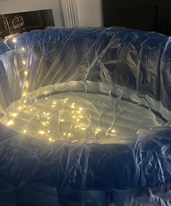 fairy lights inside a birth pool set up from the Birth Pool Hire kit from the rebel birth club Bristol - Home birth Bristol
