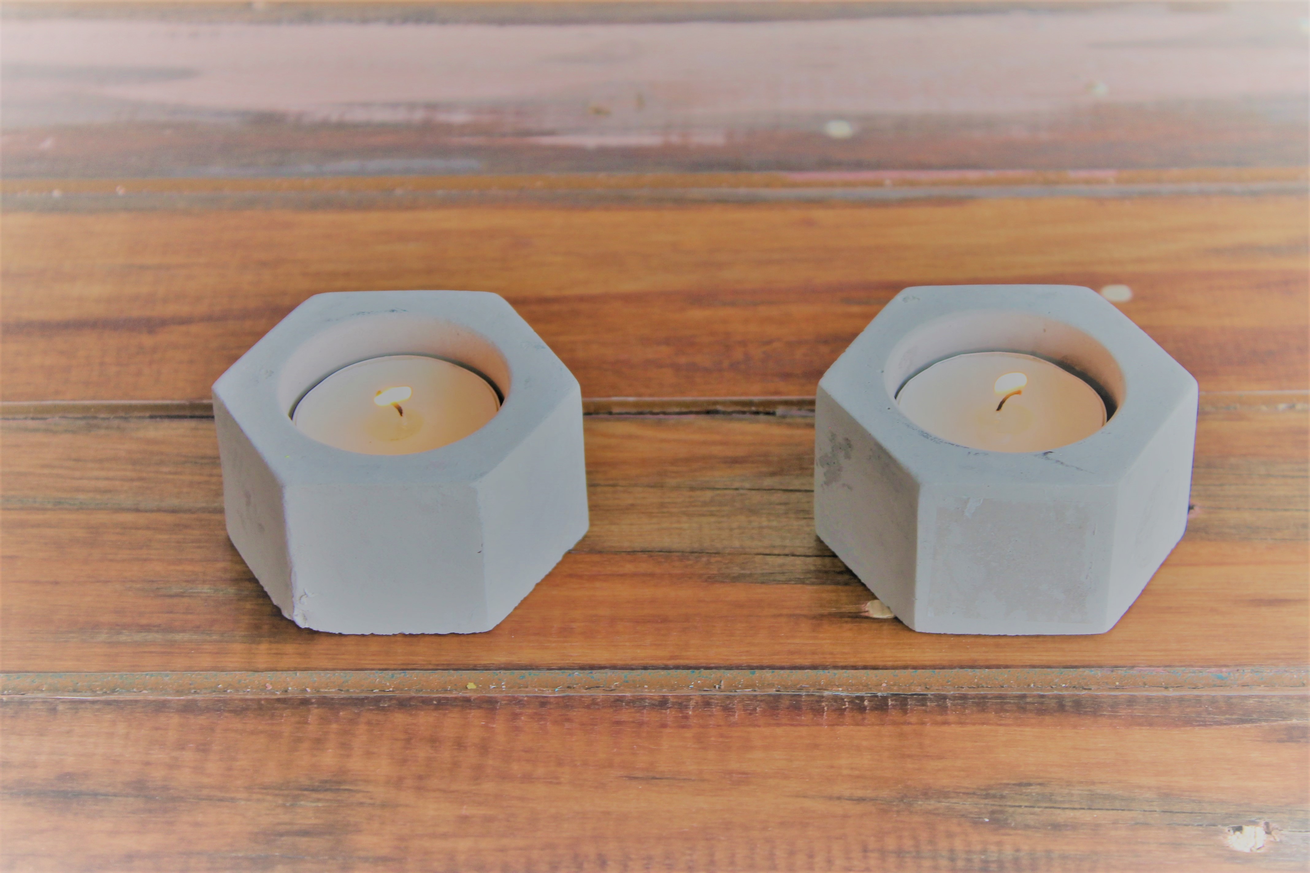 Concrete Hexagon T/Light Holders