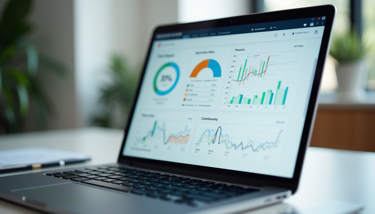 Eye-level view of a laptop screen showing Xero accounting software dashboard