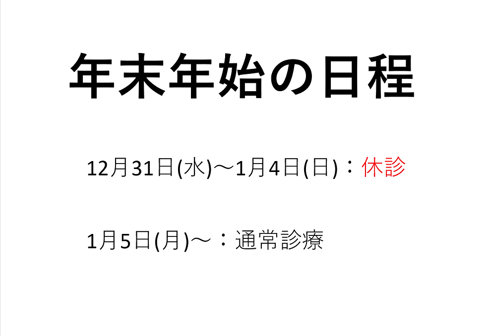 年末年始の診療日について