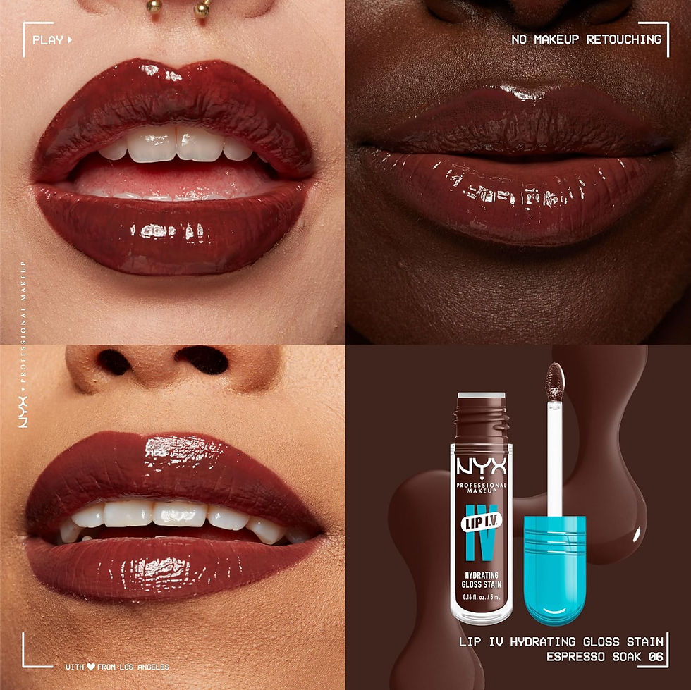 Miniatura: Tinta gloss hidratante NYX Lip I.V. tono Espresso Soak para labios con brillo y color duradero