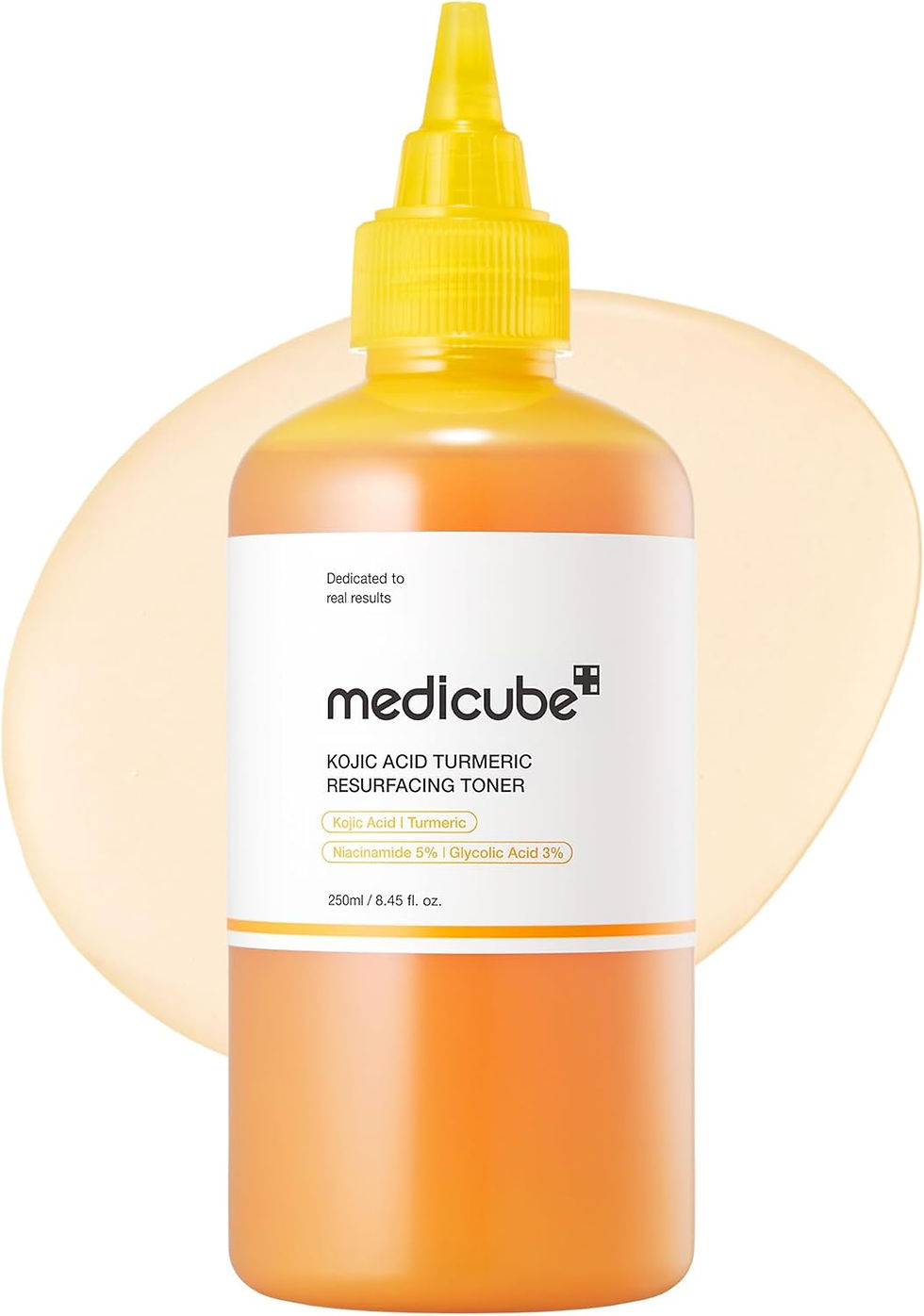 Tónico exfoliante Medicube Kojic Acid Turmeric 250ml para iluminar manchas y suavizar la textura de la piel.