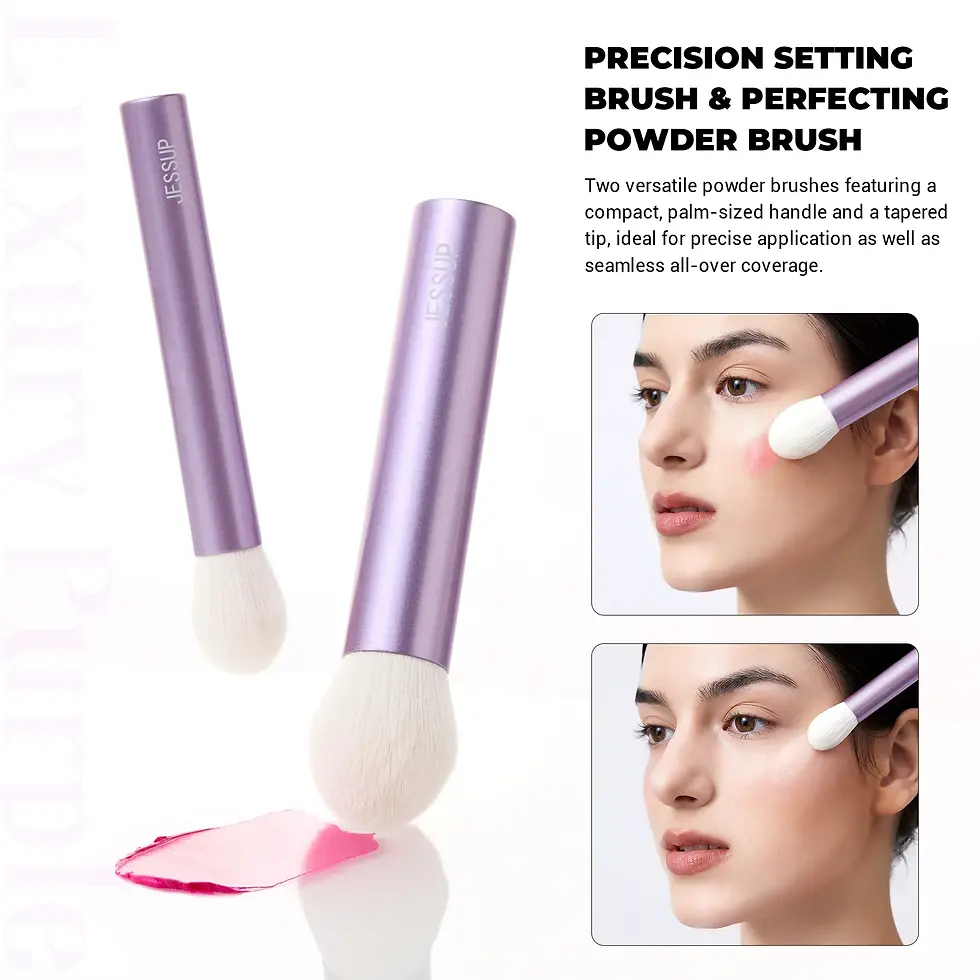 Miniatura: jessup set 4 brochas luxury purple kabuki pinceles profesionales para rostro color púrpura.