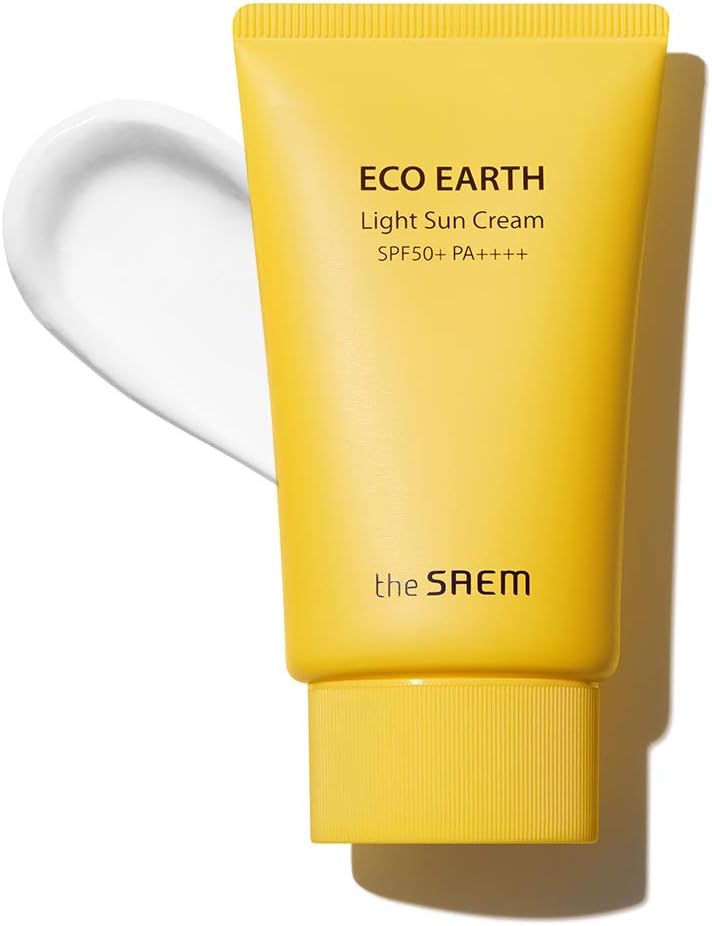 Protector solar The Saem Eco Earth Light Sun Cream SPF50 ligero piel sensible skincare coreano Peru