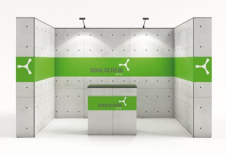 4 x 2 Meter, 8 qm SEG Pop Up Messestand mit oder ohne LED Hinterleuchtung. Textildruckgrafik wird mit Silikonkeder am Aluprofil ohne Werkzeug befestigt. Koffer Messestand mit Messetheke. Aufbau ohne Werkzeug. KOHLSCHEIN | MESSE MIT SYSTEM SPEZIALIST FÜR MOBILE MESSESTÄNDE