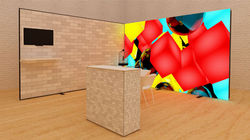 Kluban mobiler LED-Messestand Eckstand mit Messetheke zum Selberbauen