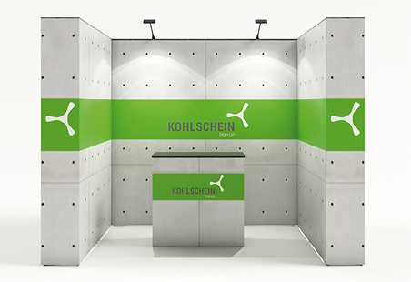 3 x 2 Meter, 6 qm SEG Pop Up Messestand mit oder ohne LED Hinterleuchtung. Textildruckgrafik wird mit Silikonkeder am Aluprofil ohne Werkzeug befestigt. Koffer Messestand mit Messetheke. Aufbau ohne Werkzeug. KOHLSCHEIN | MESSE MIT SYSTEM SPEZIALIST FÜR MOBILE MESSESTÄNDE