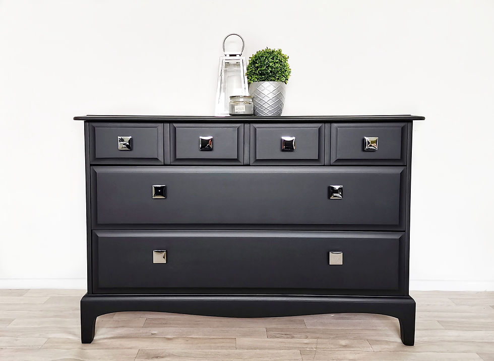 Thumbnail: Stag Minstrel 4 over 2 chest of drawers black & silver