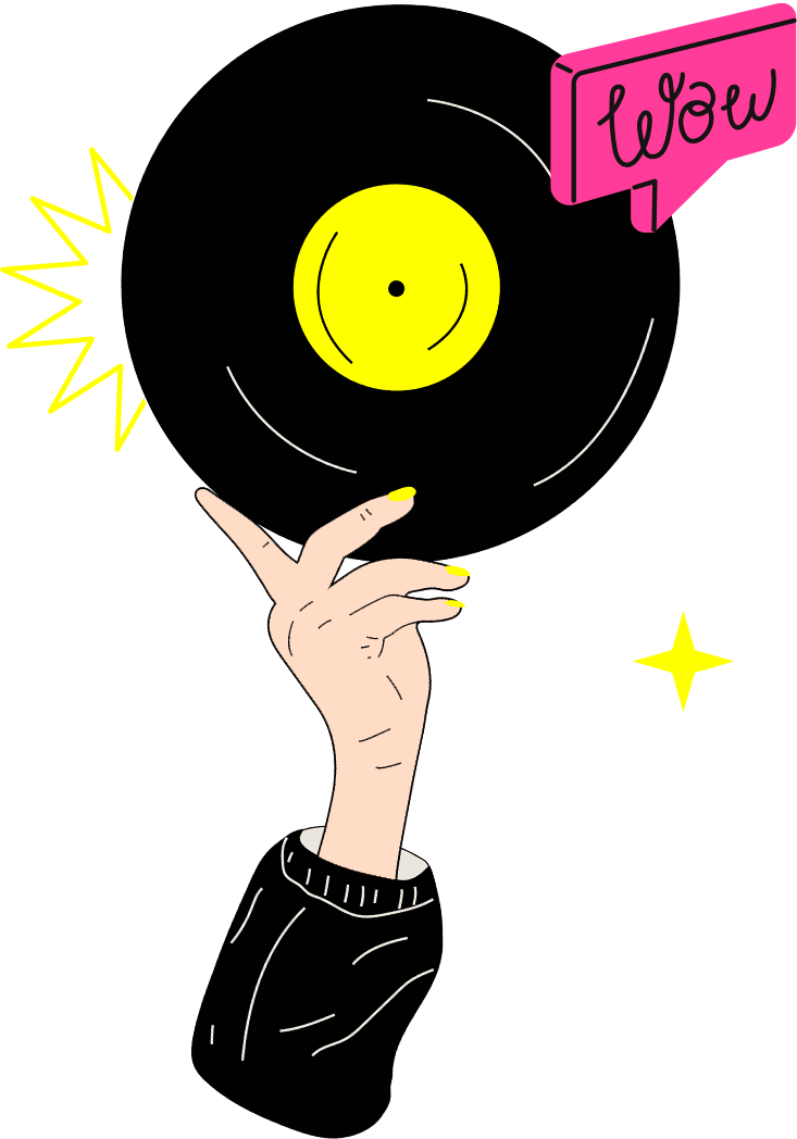 Main qui tient un vinyle