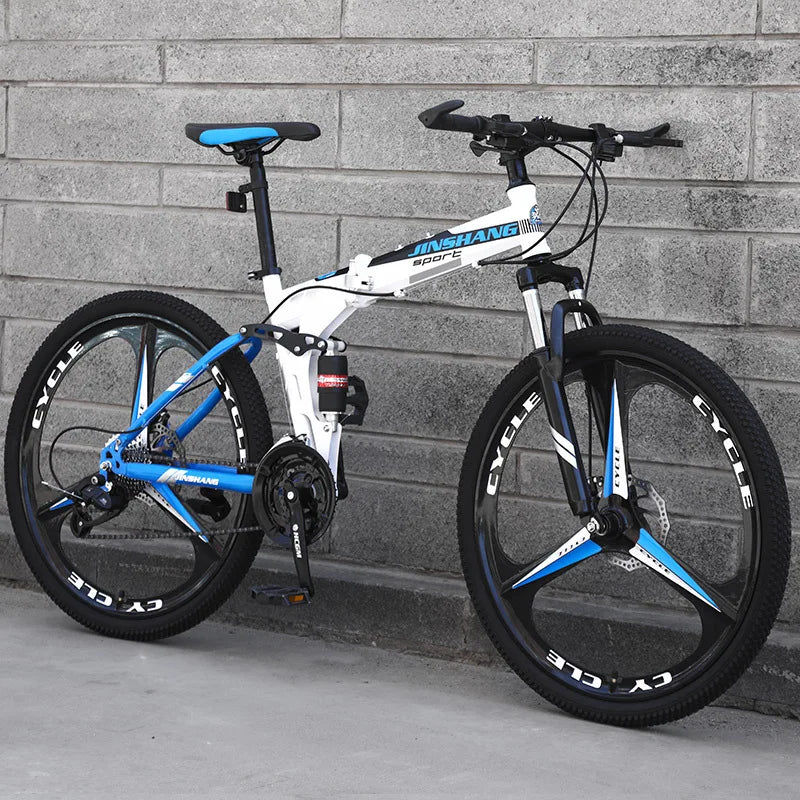 Thumbnail: Foldable Mountain Bike – 24-Speed, Steel Frame, Front Suspension & Disc Brakes