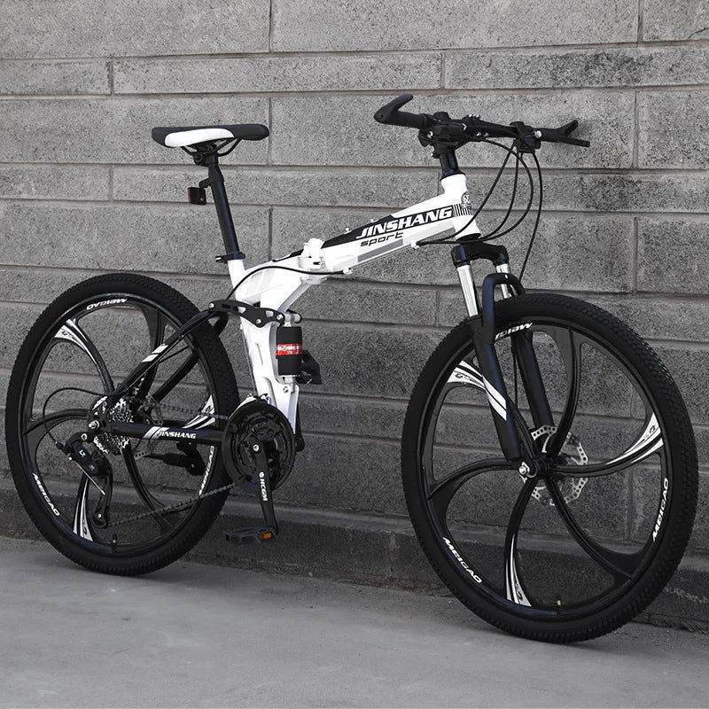 Thumbnail: Foldable Mountain Bike – 24-Speed, Steel Frame, Front Suspension & Disc Brakes
