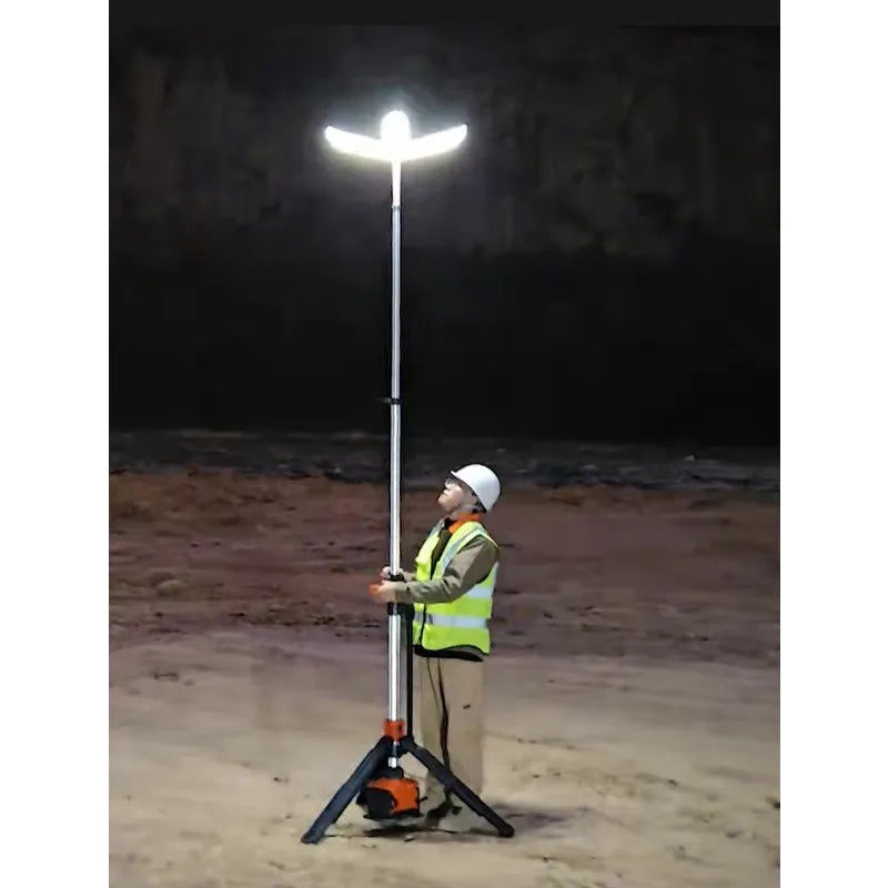 200W Retractable Mobile LED Light Tower – 4 LED Lamps, 14,000LM, IP66