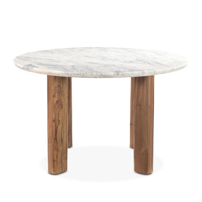 Thumbnail: 54" White Marble Reclaimed Wood Dining Table