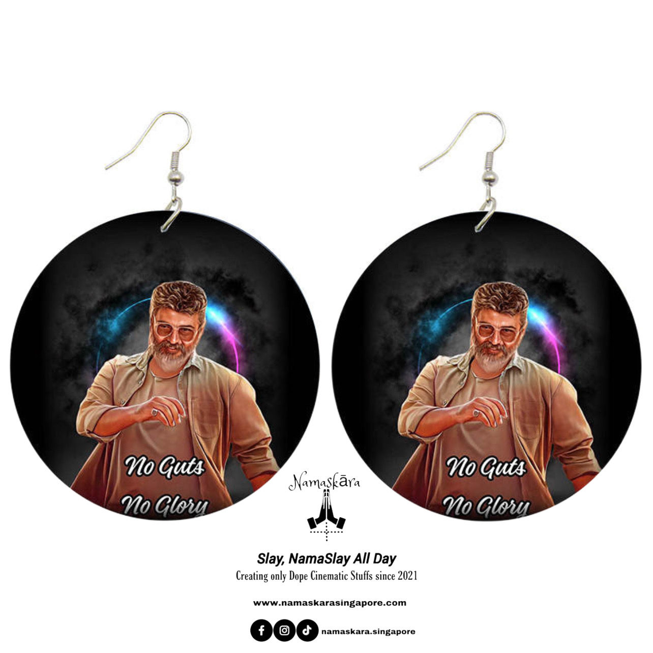Thala Ajit Kumar Edition Printed Wood Earrings