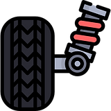 A car tire with a spring suspension 