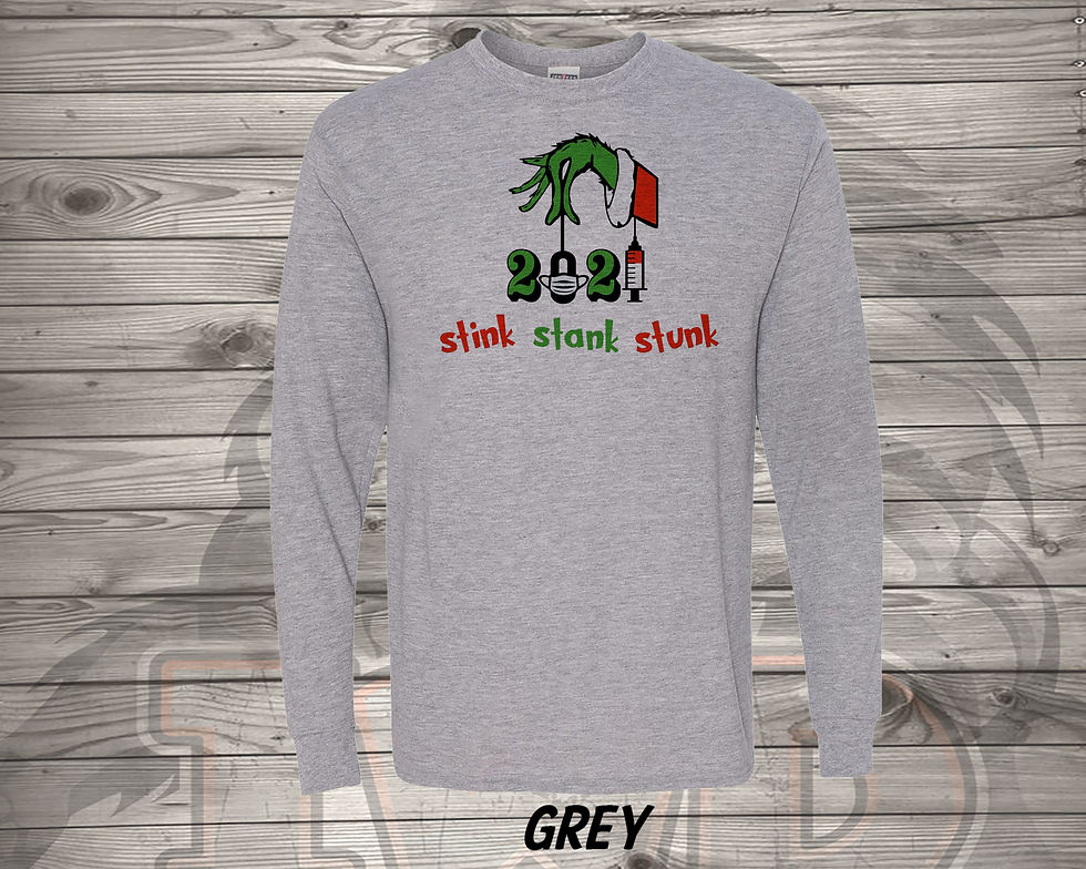 211128.2 2021 Stink Stank Stunk Grinch Hand with Needle - Long Sleeve T-shirt