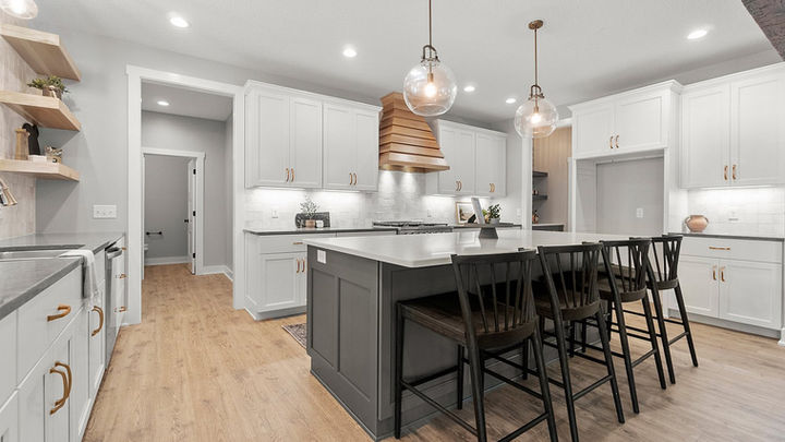 Kitchen - Custom Kitchen - Large Island - Huntertown, Indiana- Pendant Lighting - Open Kitchen - Quality Crafted Homes