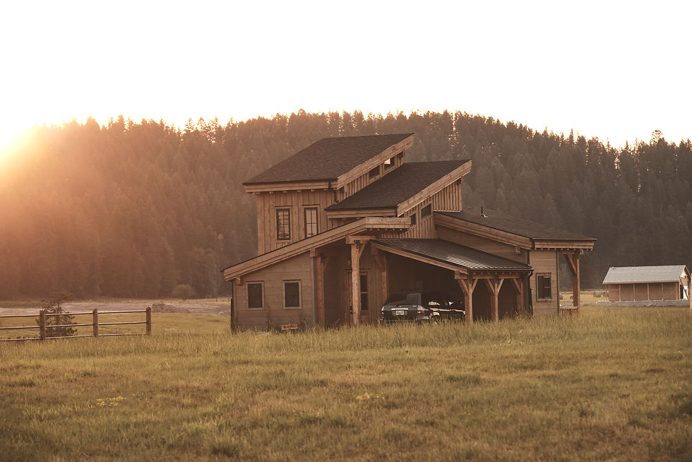 Luxury Guest Cabins in Whitefish, Montana” Surrounded by forests, mountains, and the magic of Clydesdale horses.