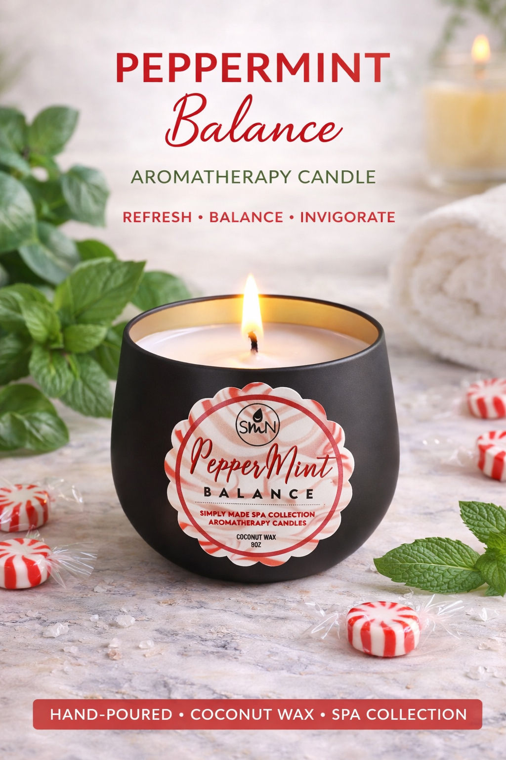 Peppermint Aromatherapy 8oz Candles