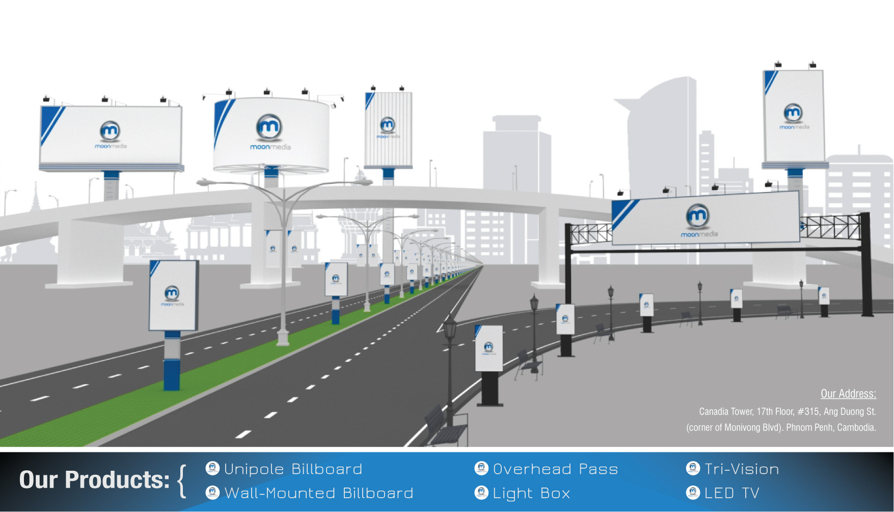 Moonmedia (Moon Advertising Co., Ltd) Billboard in Cambodia