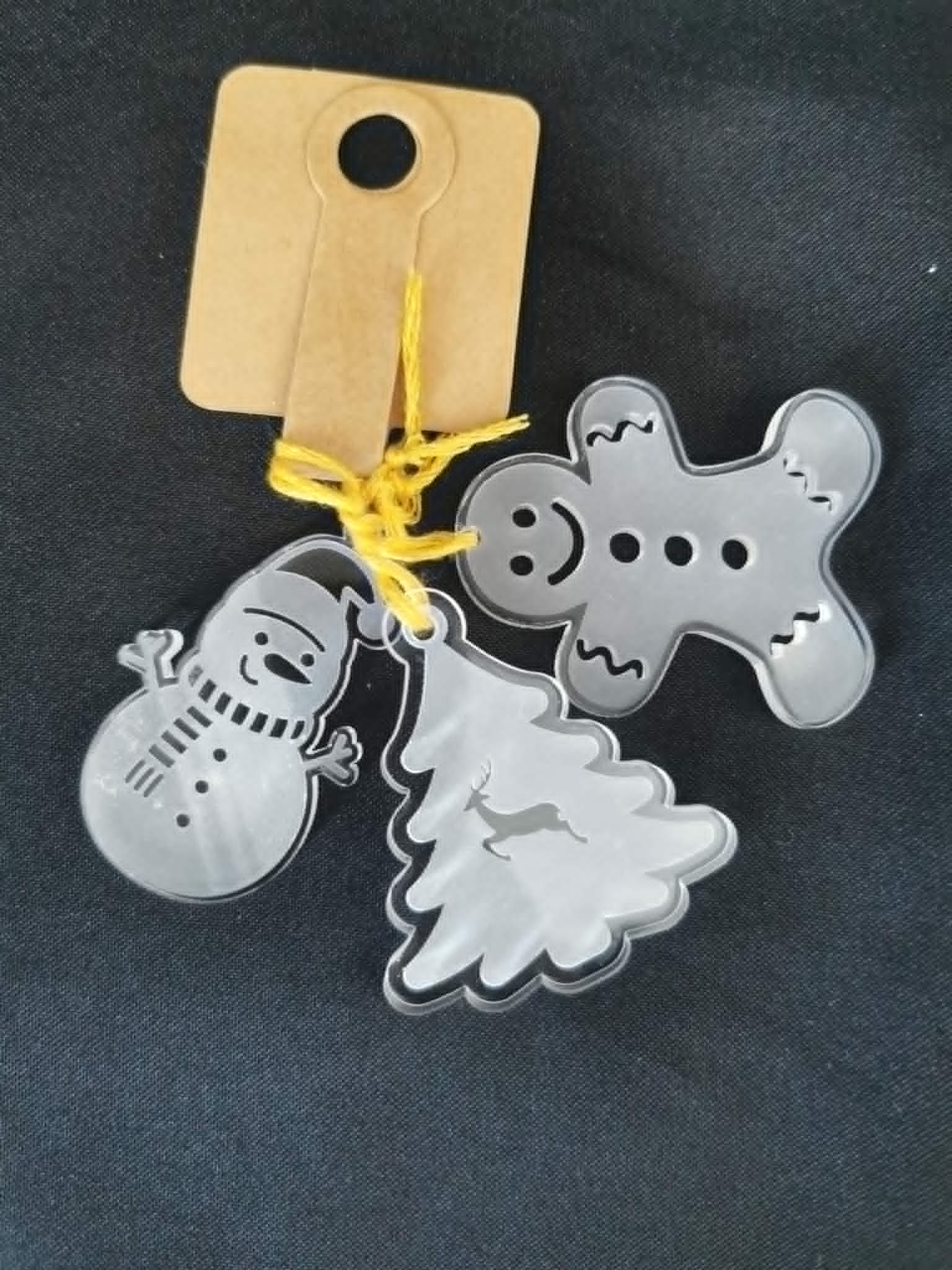 Suspensions de Noël Acryliques – Bonhomme de Neige, Pain d’Épice & Sapin – Lot d
