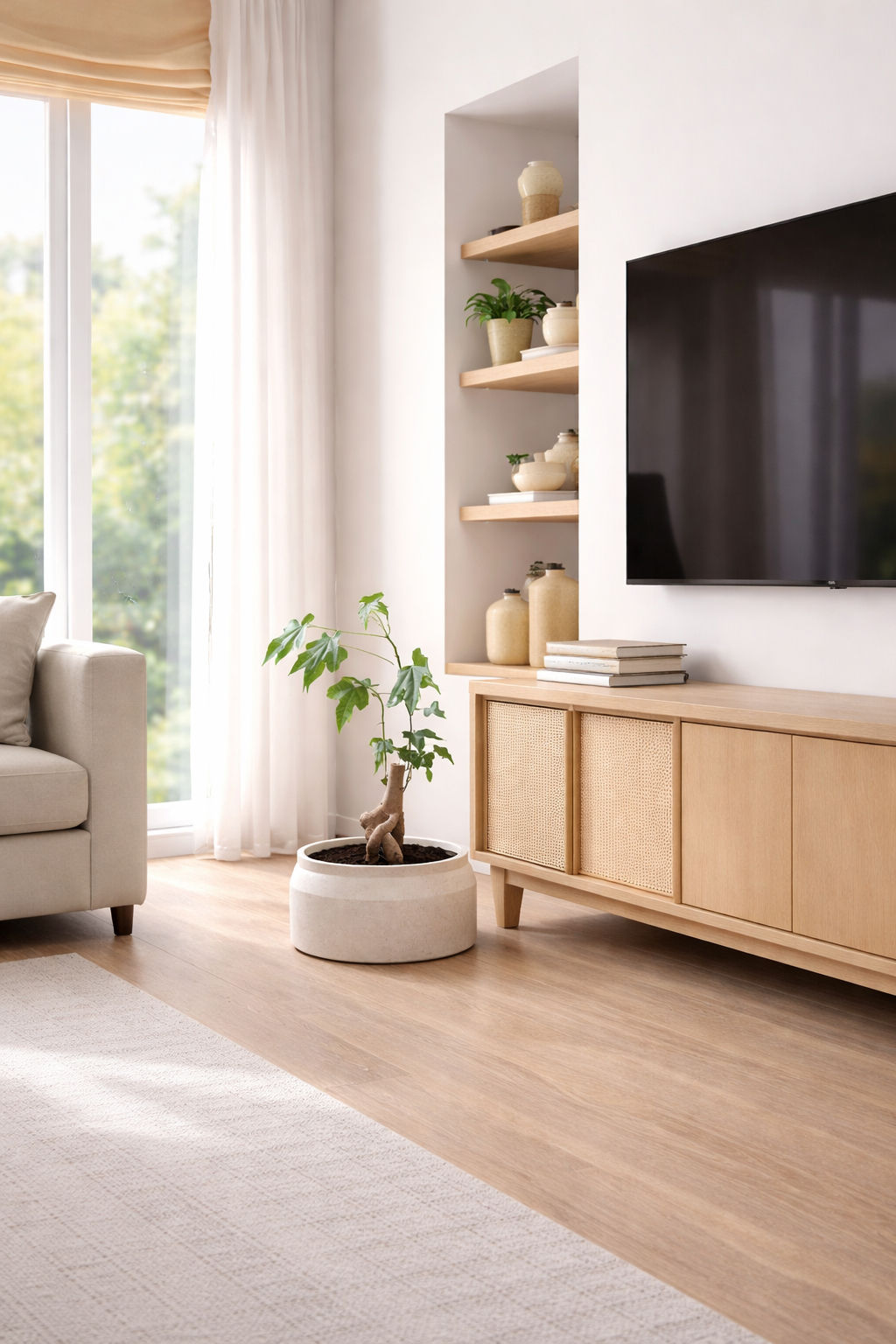 ברכיכיטון בכלי בטון גדול | צמח ייחודי לעיצוב הבית