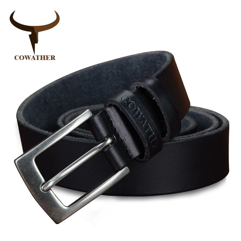 الصورة المصغرة: COWATHER Top Cow Genuine Leather Men Belts 2021 Newest Arrival