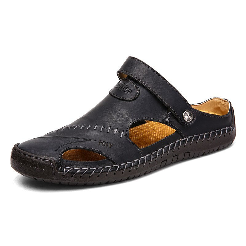 الصورة المصغرة: Summer Sandals Men Leather Classic Roman Sandals