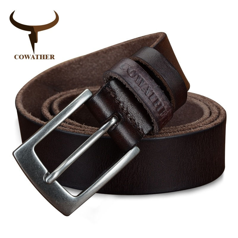 الصورة المصغرة: COWATHER Top Cow Genuine Leather Men Belts 2021 Newest Arrival