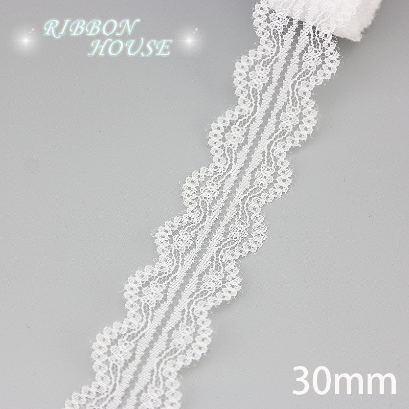 الصورة المصغرة: (5 Yards/Roll) White Lace Fabric Webbing Decoration Packing Material Roll