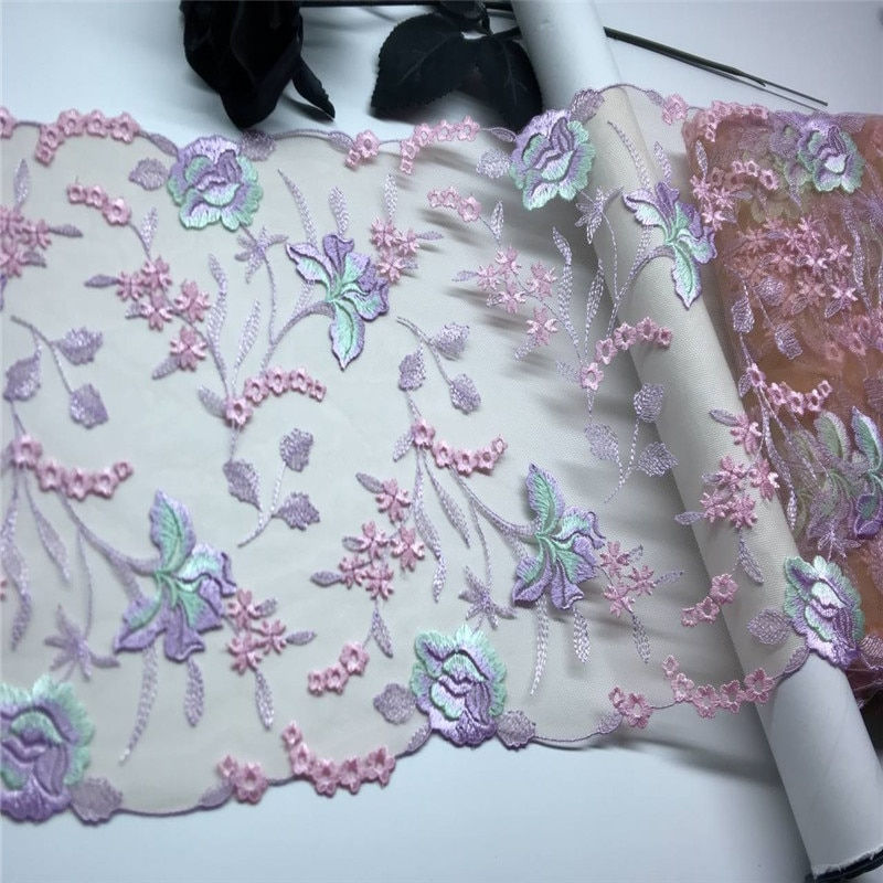الصورة المصغرة: Bilateral Embroidered Lace Trim Net Embroidery