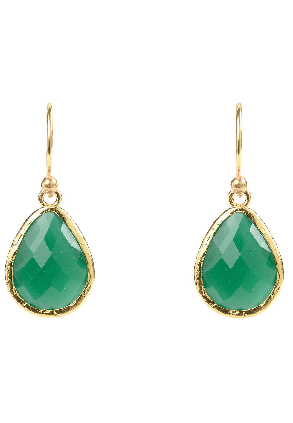 Thumbnail: Petite Drop Earrings Green Onyx Gold