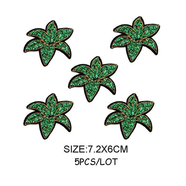 الصورة المصغرة: 5pcs/Lot 6cm Glitter Black Flower Patch