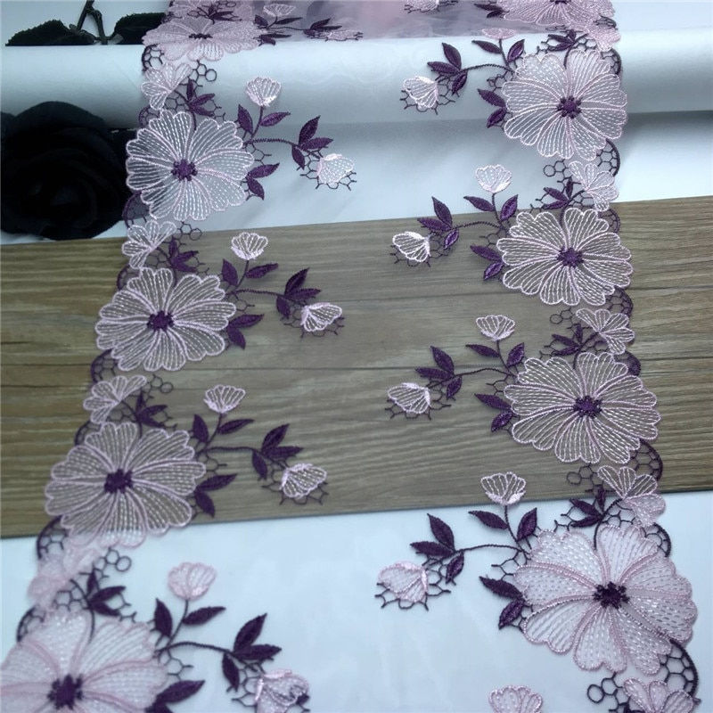 الصورة المصغرة: Bilateral Embroidered Lace Trim Net Embroidery