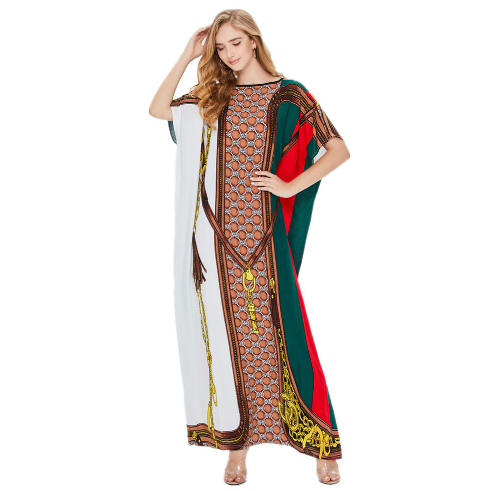 الصورة المصغرة: Short Sleeve Brand Pattern Print Cotton Maxi Long Floor Length