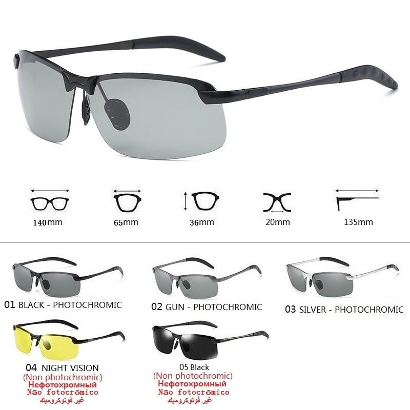 الصورة المصغرة: Photochromic Sunglasses Men Polarized Driving Chameleon Glasses