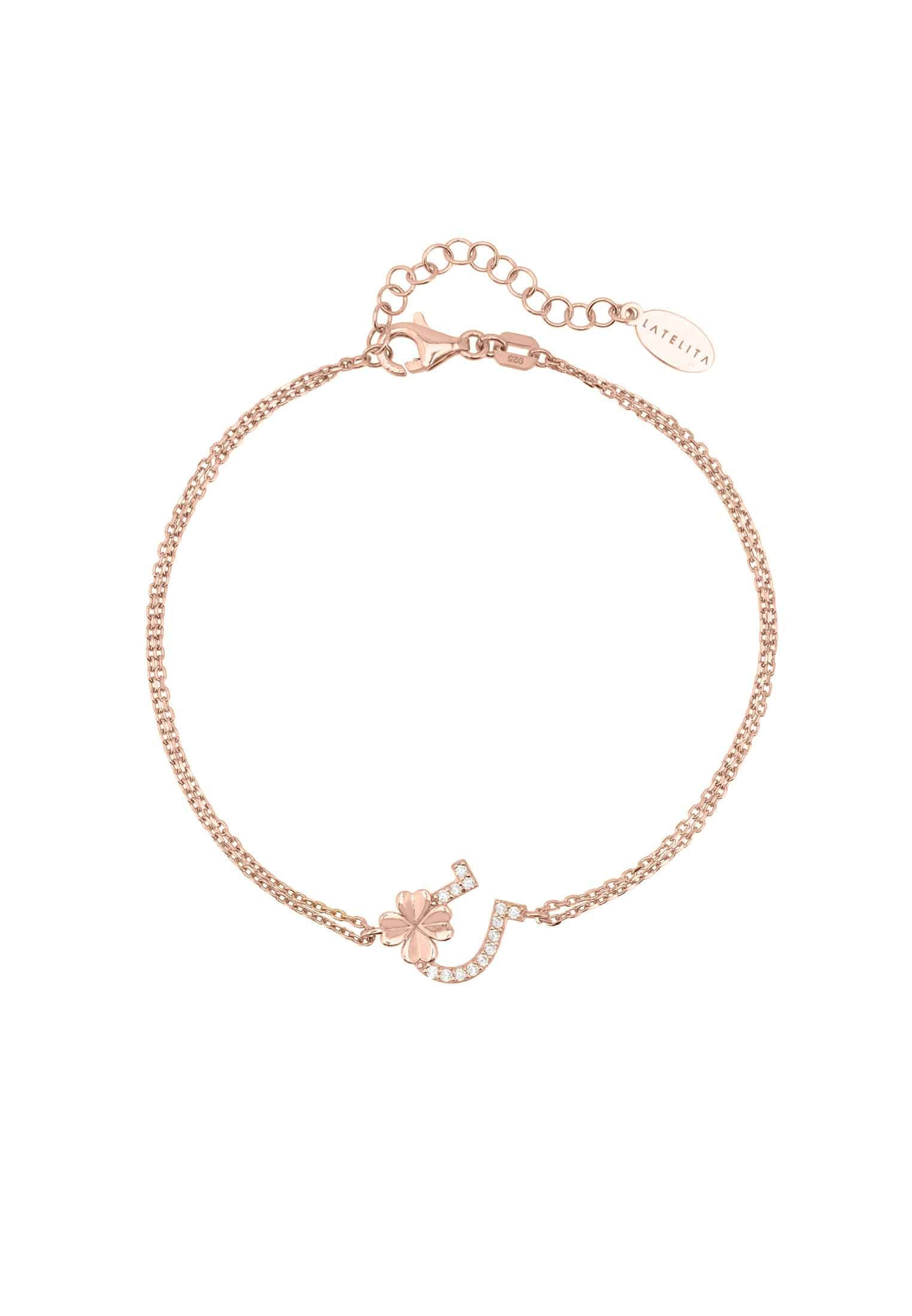 Horseshoe and Shamrock Bracelet Rosegold