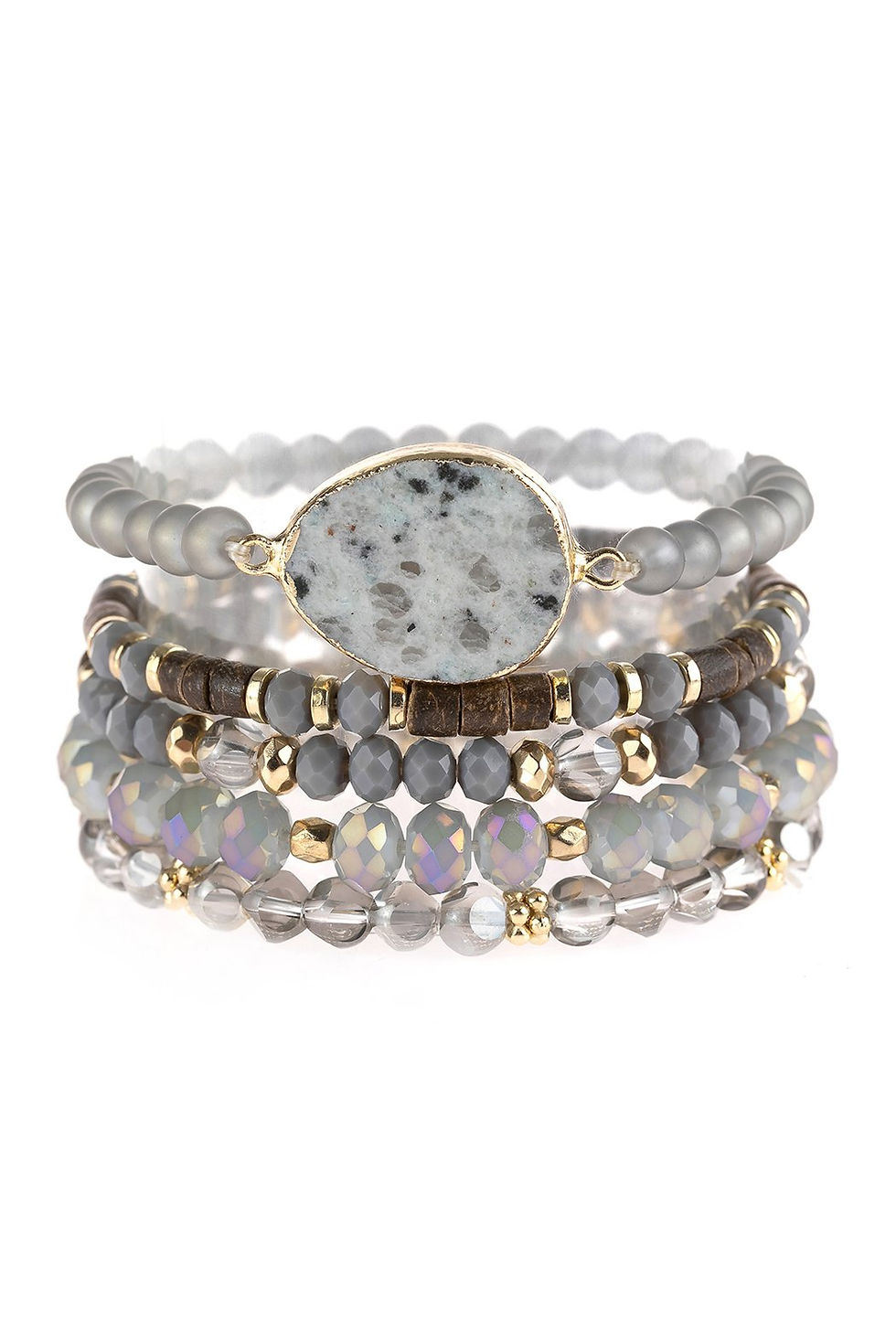 Thumbnail: Natural Stone Charm Mixed Beads Bracelets