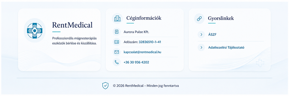 Footer, adatok.